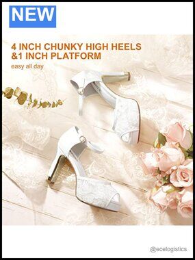 Platform Chunky High Heels Sandals Peep Toe Dress Wedding Bridal Shoes